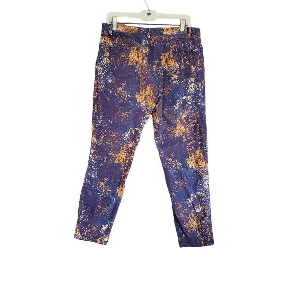 PERUVIAN CONNECTION WOMEN'S COTTON BLEND PAINT SPLATTER PRINT STRETCH PANTS 10 - Picture 2 of 8